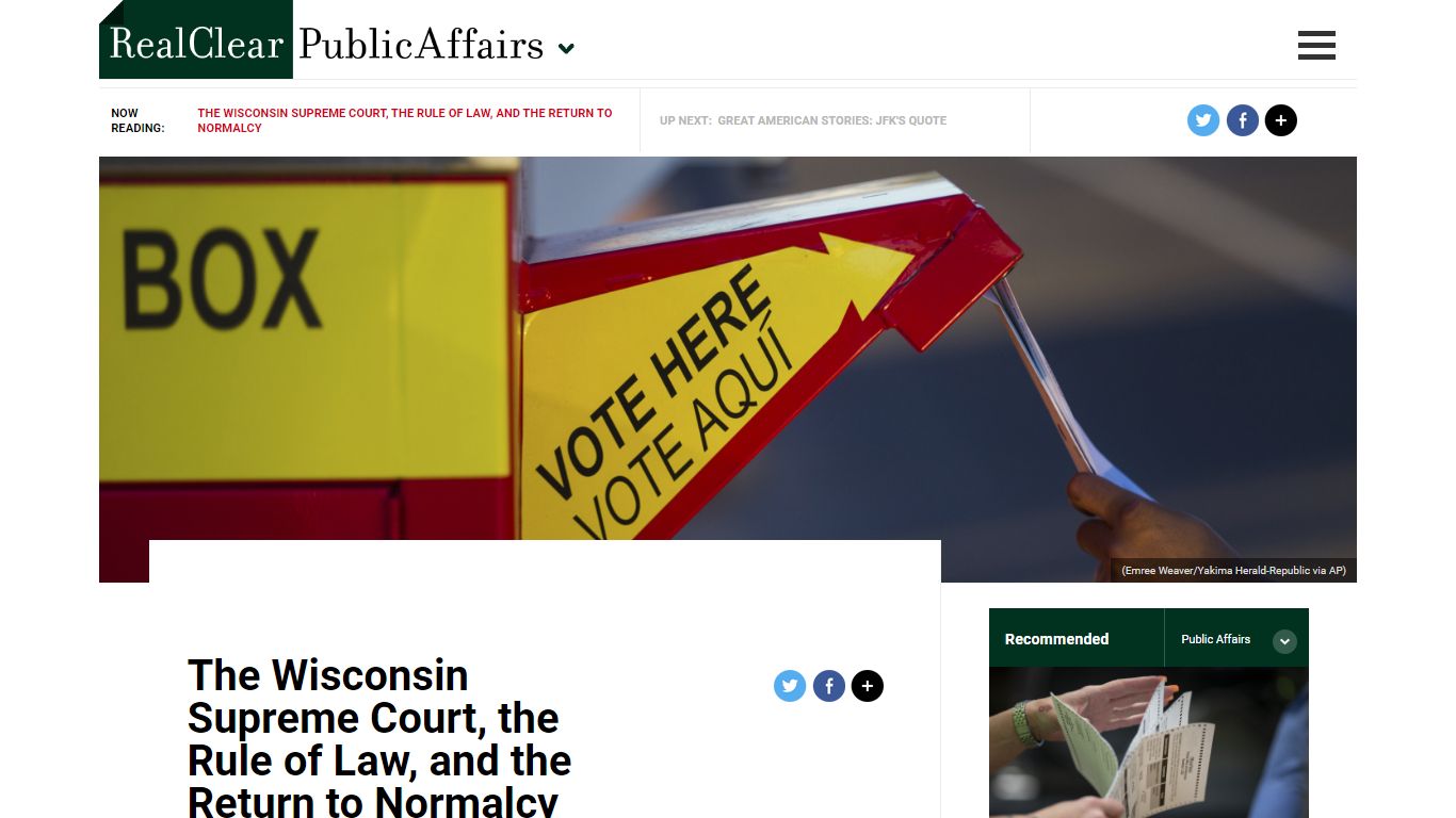The Wisconsin Supreme Court, the Rule of Law, and the Return to ...